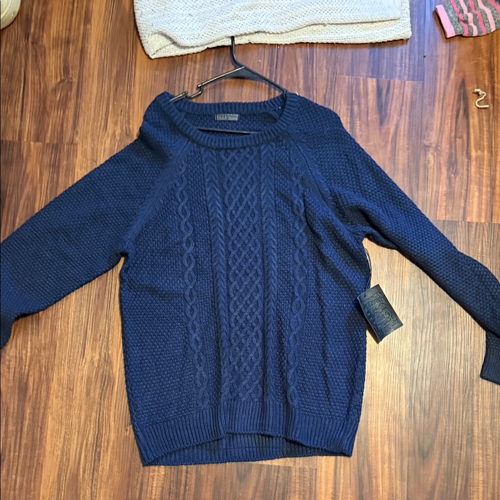 Navy Blue Cable Knit Sweater
